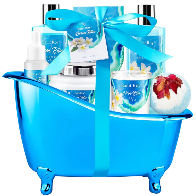 Fathers Day Gifts for Men for Dad Spa Kit Gifts for Her or Him Birthday Gifts for Women, Luxury Home Spa Kit, 8Pcs Bath Gift Set Ocean & Vanilla, Gift Baskets for Women Unique Mother&