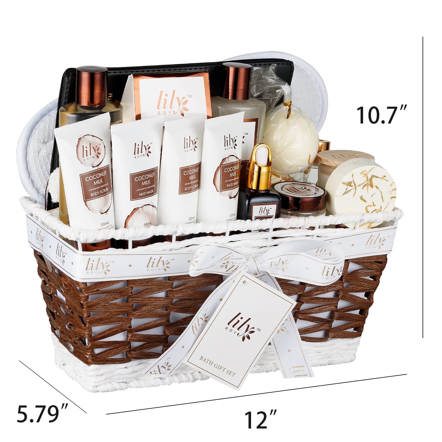 18Pcs Bath and Body Gift Basket Set for Women Mom - Coconut Vanilla Spa Gift Basket Luxury Bath & Body Set | Relaxing Self Care Pampering Gifts for Her, Birthday, Christmas, Mothers Day Gift Baskets