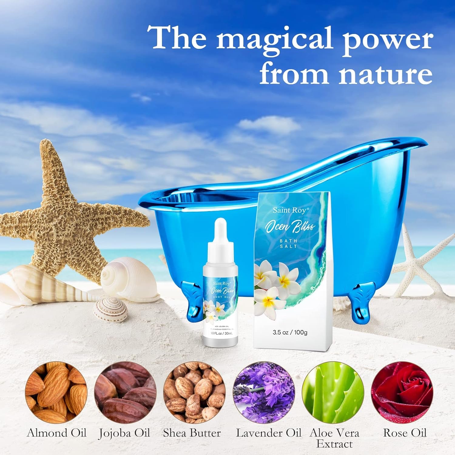 Fathers Day Gifts for Men for Dad Spa Kit Gifts for Her or Him Birthday Gifts for Women, Luxury Home Spa Kit, 8Pcs Bath Gift Set Ocean & Vanilla, Gift Baskets for Women Unique Mother&