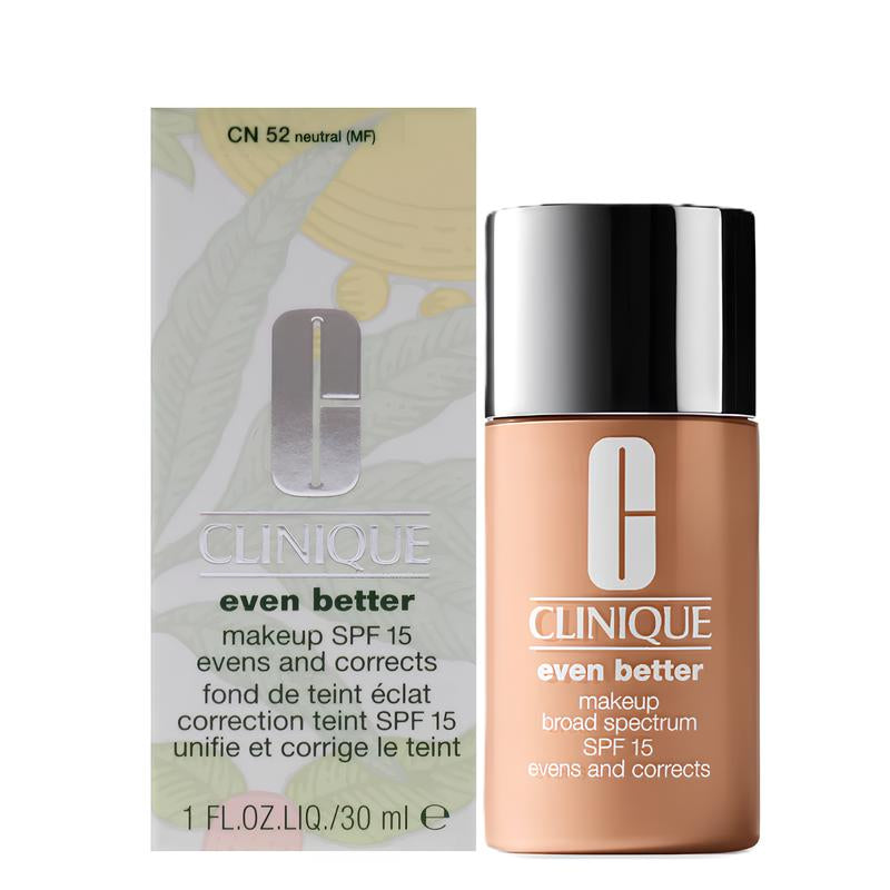 Clinique Even Better Makeup SPF 15 Foundation Evens and Corrects CN 52 Neutral (Moderately Fair), 1.0 Ounce