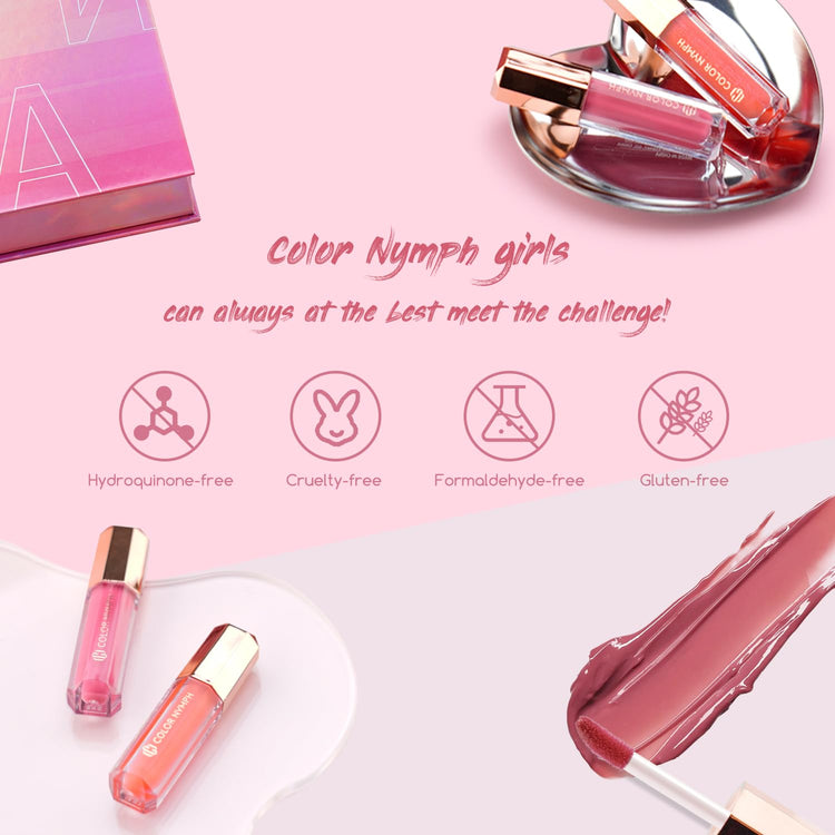 16 PCS Lip Glosses Collection, Shimmery Lip Glosses for Women and Girls, Long Lasting Color Lip Gloss Set with Rich Varied Colors (Iridescent Pink)