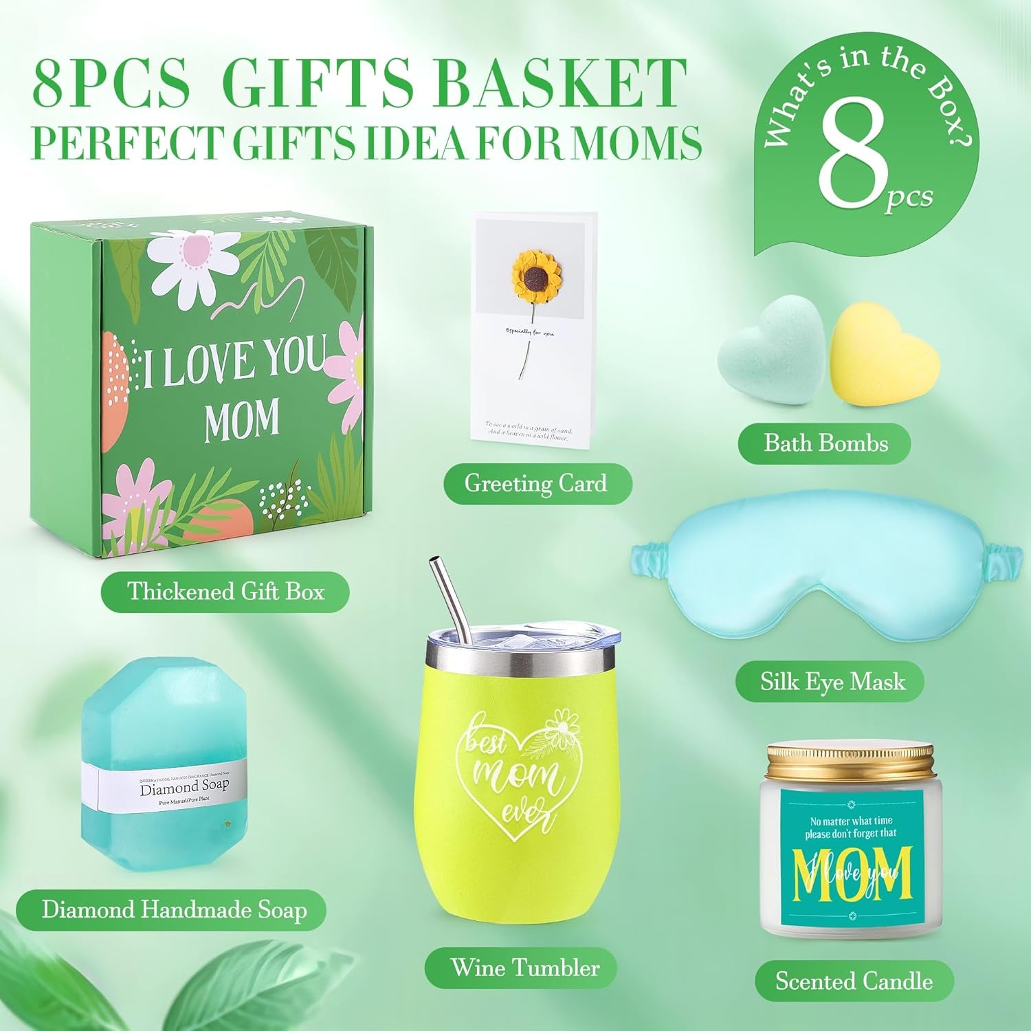 Mothers Day Gifts for Mom, Mom Birthday Gifts from Daughter Son with 12 Oz Tumbler, Best Mom Ever Gift Basket Set Ideas for New Mom Mother in Law Mom to Be
