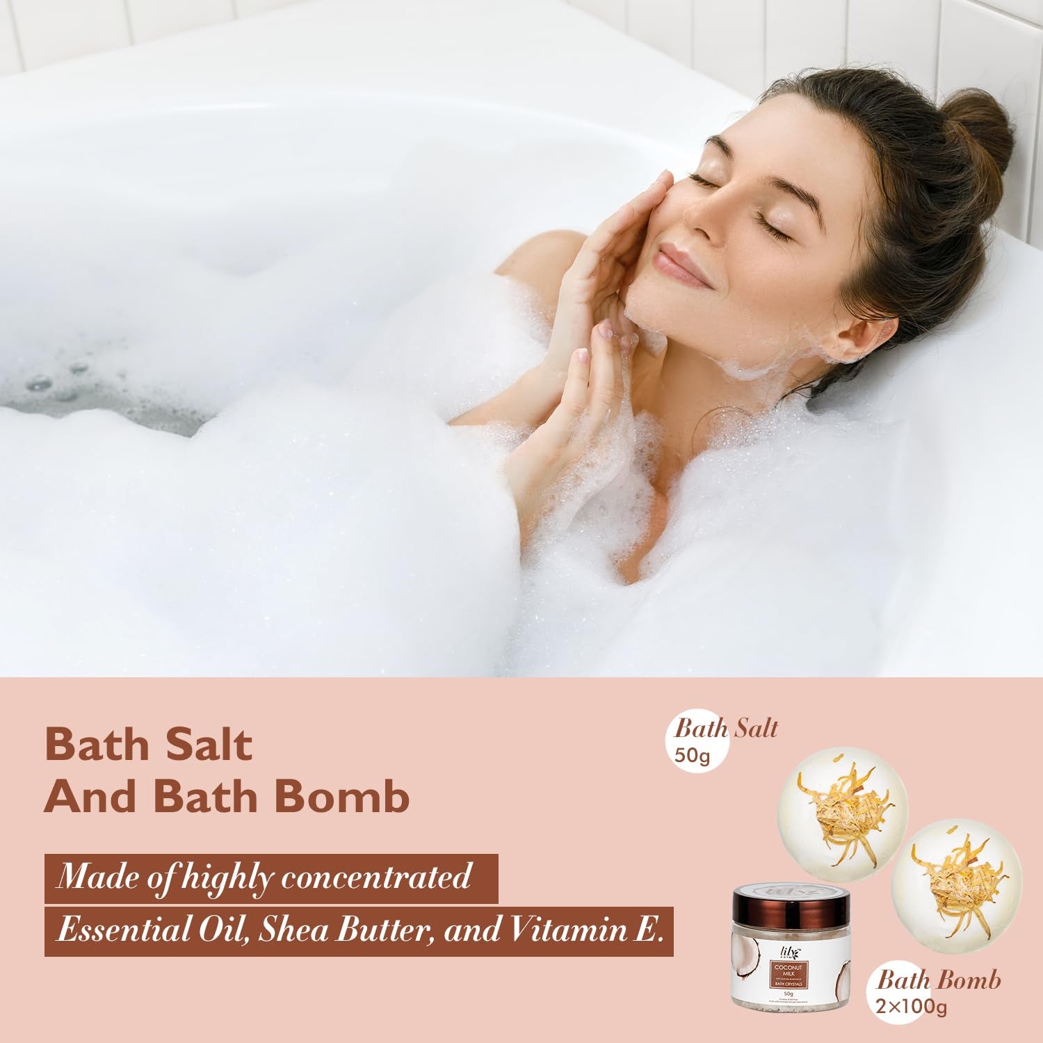 18Pcs Bath and Body Gift Basket Set for Women Mom - Coconut Vanilla Spa Gift Basket Luxury Bath & Body Set | Relaxing Self Care Pampering Gifts for Her, Birthday, Christmas, Mothers Day Gift Baskets