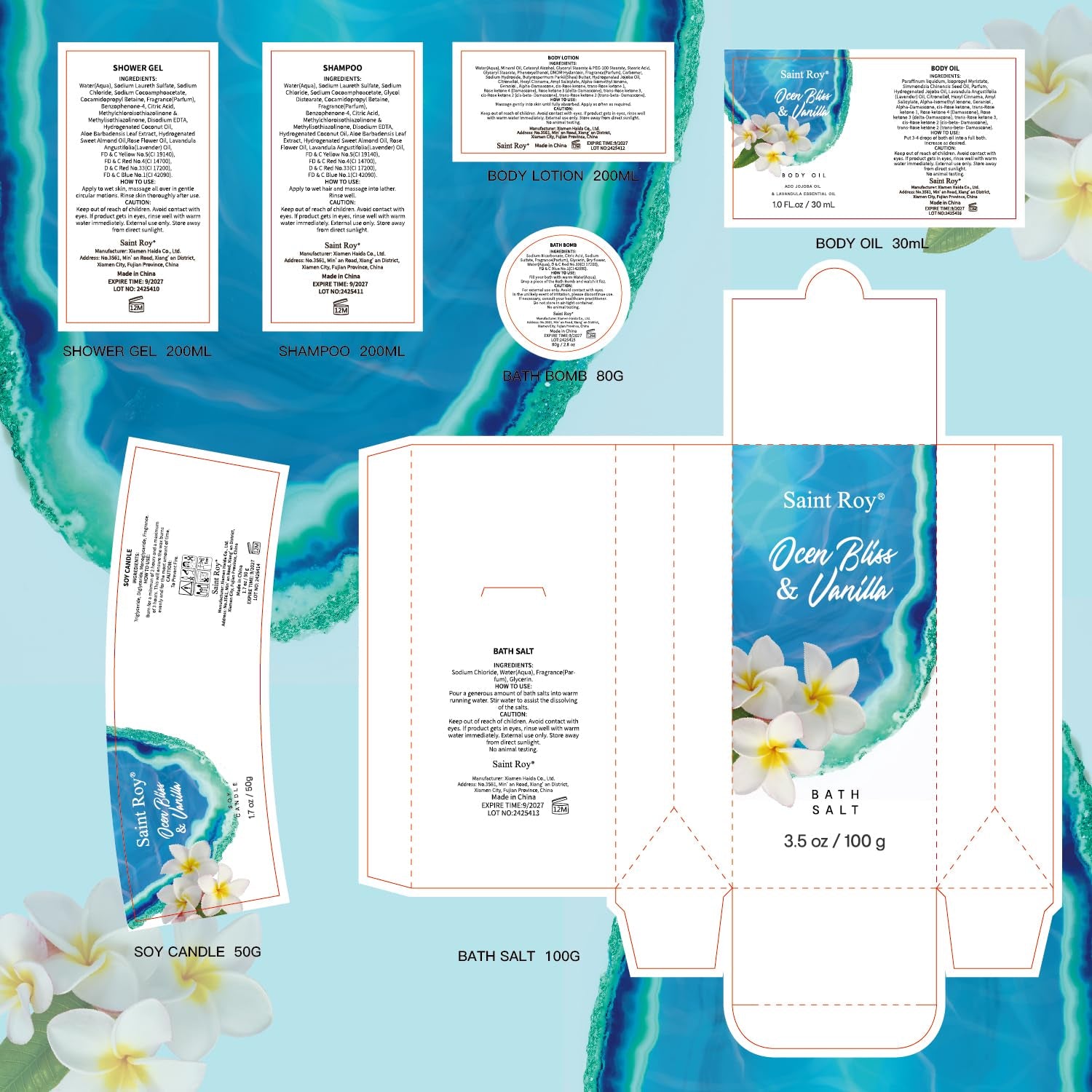 Fathers Day Gifts for Men for Dad Spa Kit Gifts for Her or Him Birthday Gifts for Women, Luxury Home Spa Kit, 8Pcs Bath Gift Set Ocean & Vanilla, Gift Baskets for Women Unique Mother&