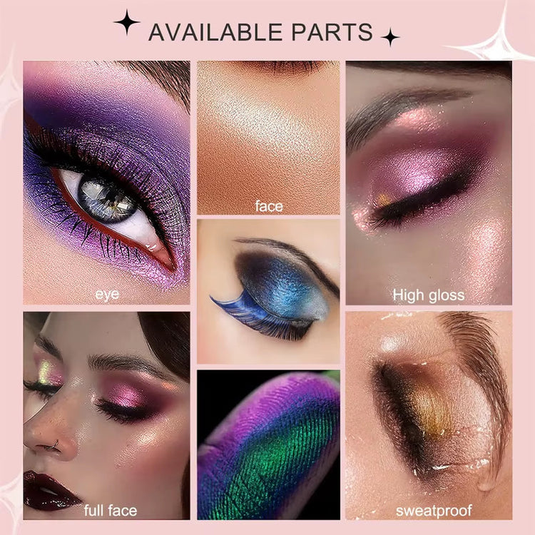 12-Color Chameleon Glitter Eyeshadow Palette – Long-Lasting, Pearlescent Shimmer for Dazzling, Color-Shifting Eye Makeup