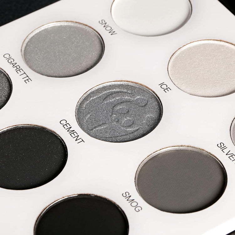 Black Smoky Eye Shadow Palette, DE’LANCI PANDA 9 Colors True Black Dark Grey Smokey Goth Makeup Pallet, 9 Soft Matte Shimmer High Pigmented Basic Black White Gray Shade for Halloween