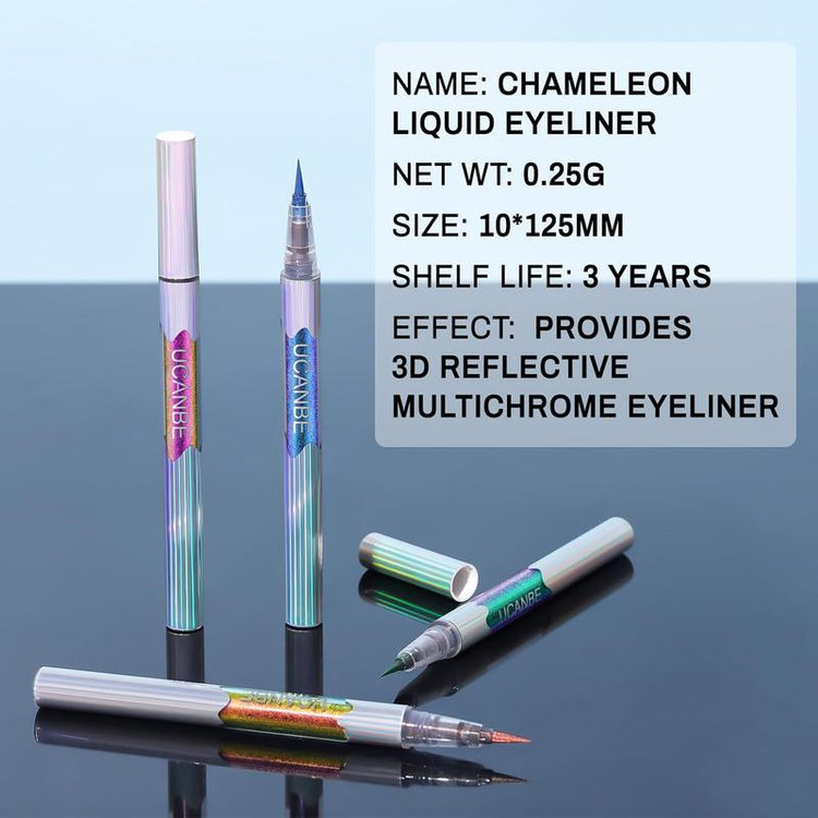 UCANBE 4PCS Chameleon Liquid Eyeliner, Multichrome Metallic Color Shift Eye Liner, Waterproof Glitter Eyeliner with Soft Fine Tip for Long-Lasting Multi-Dimensional Eye Looks Makeup Lipliner