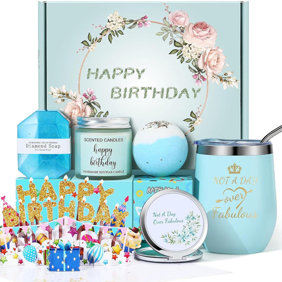 Birthday Gifts for Women, Happy Bath Set Relaxing Spa Gift Baskets Ideas for Her, Mom, Sister, Female Friends, Coworker, Wife, Girlfriend, Daughter, Unique Gifts for Women Who Have Everything