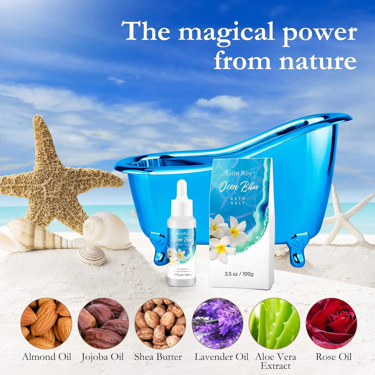 Fathers Day Gifts for Men for Dad Spa Kit Gifts for Her or Him Birthday Gifts for Women, Luxury Home Spa Kit, 8Pcs Bath Gift Set Ocean & Vanilla, Gift Baskets for Women Unique Mother&