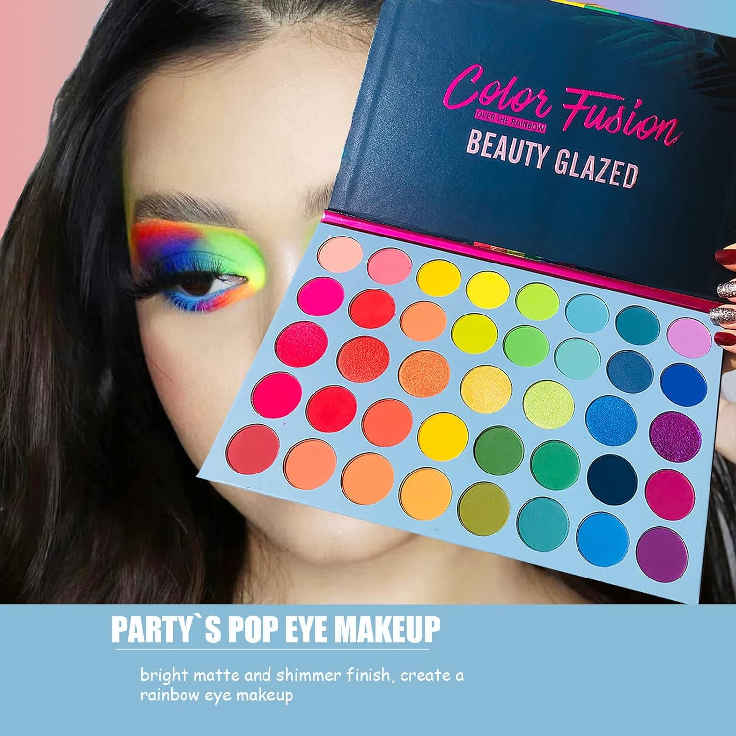Color Fusion Eyeshadow Palette Highly Pigmented 39 Shades Pink Purple Matte and Shimmers Makeup Palette, Blendable Waterproof Eye Shadow, No Flaking, Little Fall Out, Stay Long, Hard Smudge, Cruelty- Free Makeup Pallet, Full Face Eye Make up for Beginners Any Skin Tones Shading and Contouring