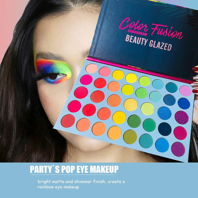 Color Fusion Eyeshadow Palette Highly Pigmented 39 Shades Pink Purple Matte and Shimmers Makeup Palette, Blendable Waterproof Eye Shadow, No Flaking, Little Fall Out, Stay Long, Hard Smudge, Cruelty- Free Makeup Pallet, Full Face Eye Make up for Beginners Any Skin Tones Shading and Contouring