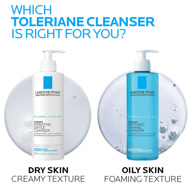 Toleriane Purifying Foaming Facial Cleanser, Niacinamide + Ceramides + Prebiotic Thermal Water, Oil Free Face Wash for Oily Skin, Pore Cleanser Safe for Sensitive Skin, Soap Free