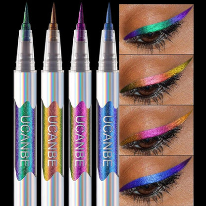 UCANBE 4PCS Chameleon Liquid Eyeliner, Multichrome Metallic Color Shift Eye Liner, Waterproof Glitter Eyeliner with Soft Fine Tip for Long-Lasting Multi-Dimensional Eye Looks Makeup Lipliner