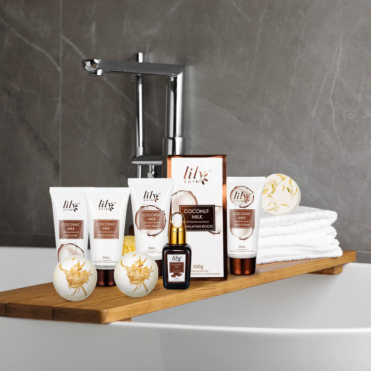 18Pcs Bath and Body Gift Basket Set for Women Mom - Coconut Vanilla Spa Gift Basket Luxury Bath & Body Set | Relaxing Self Care Pampering Gifts for Her, Birthday, Christmas, Mothers Day Gift Baskets