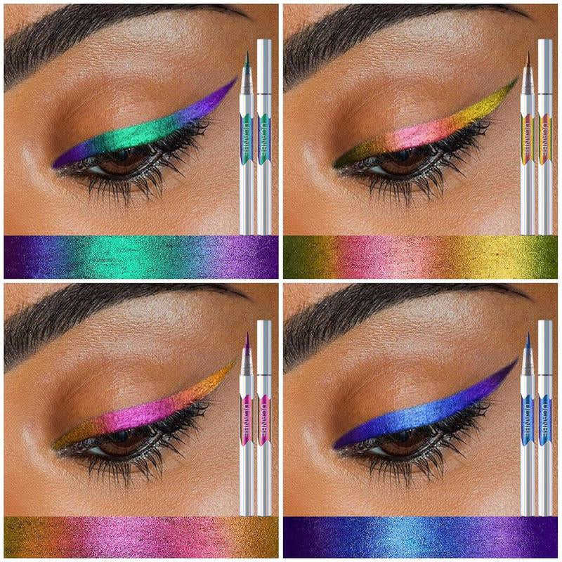 UCANBE 4PCS Chameleon Liquid Eyeliner, Multichrome Metallic Color Shift Eye Liner, Waterproof Glitter Eyeliner with Soft Fine Tip for Long-Lasting Multi-Dimensional Eye Looks Makeup Lipliner